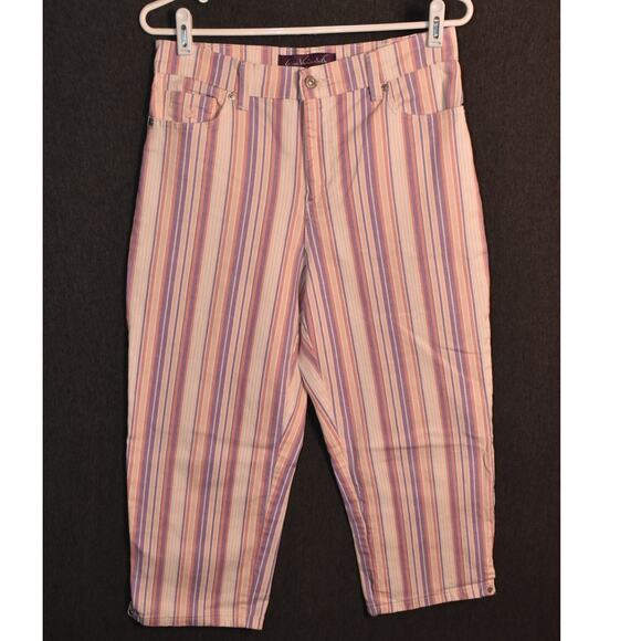 Gloria Vanderbilt Women's 8 Amanda Capri Jeans Striped Ribbon Pattern - Picture 1 of 10